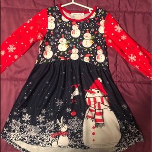 Little girls size 5 Snowman Christmas dress.